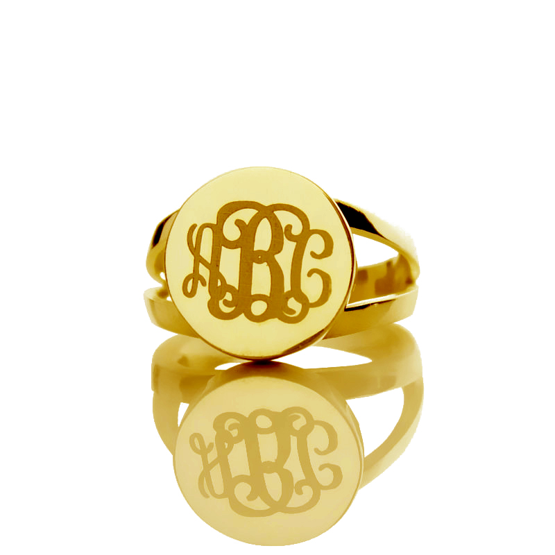 Gold Unique Monogram Ring