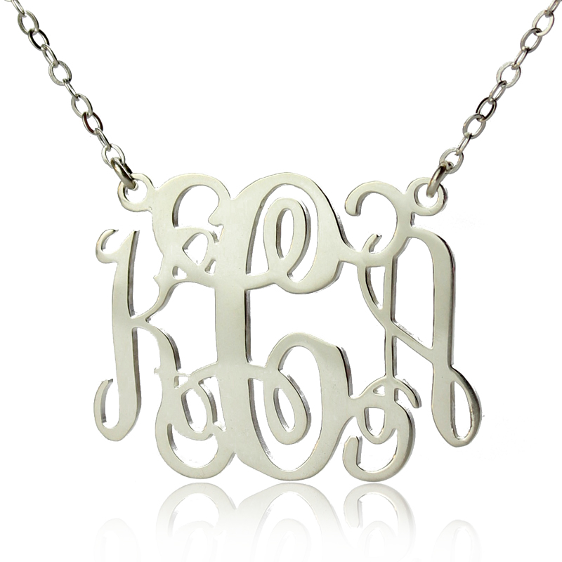 Alexis Bellino Style Personalized Monogram Necklace Silver