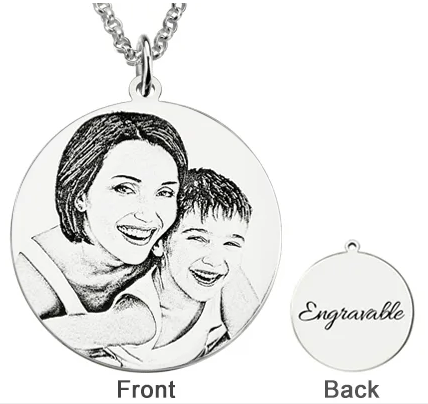 Customizable Engraved Photo Pendants of Silver Sterling/Stainless Steel