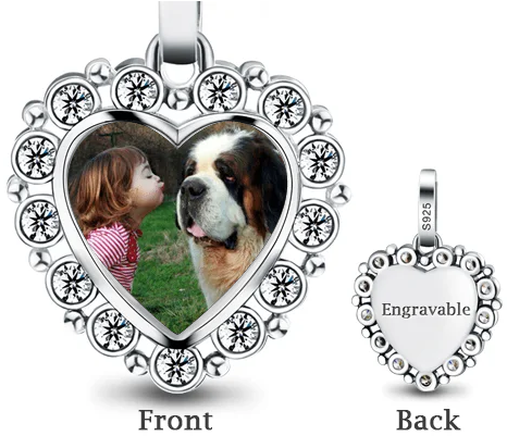 Memorial Gift: Engraved Photo Heart Pendant Necklace