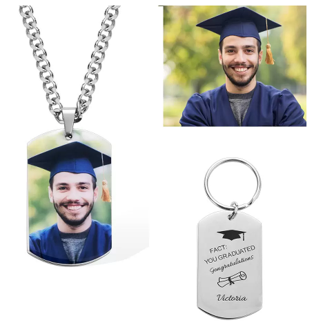 Custom Class of 2022 Graduation Photo Necklace/Keychain with Name