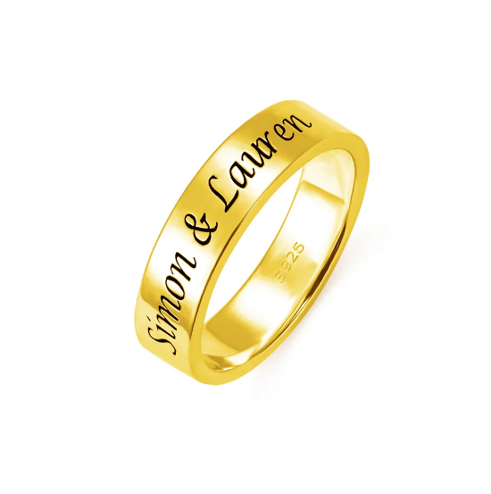 Engraved Promise Name Ring 18k Gold Plated