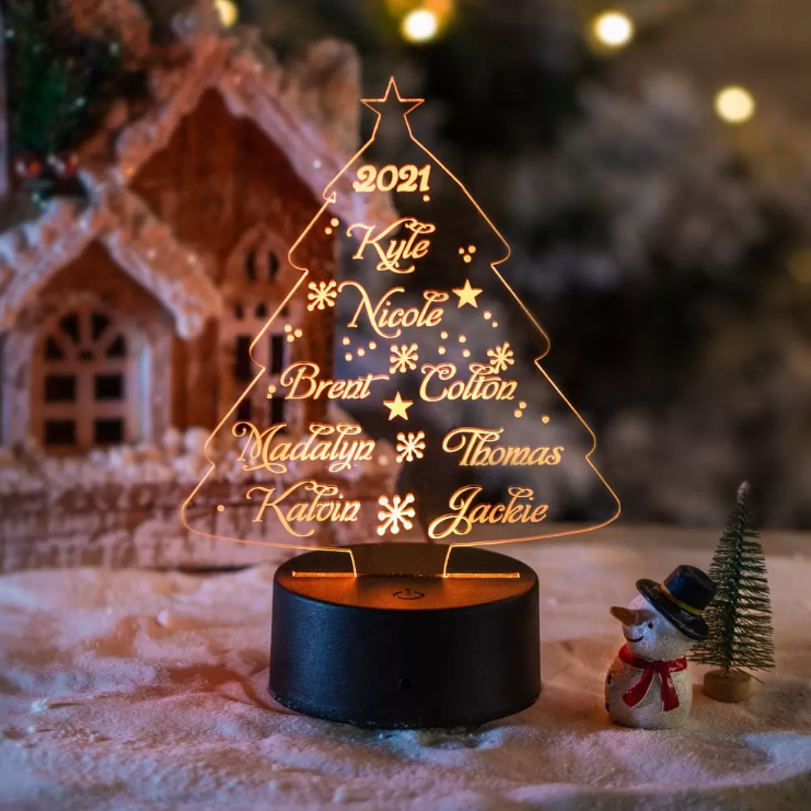 Personalized Christmas Tree Night Light LED Sign