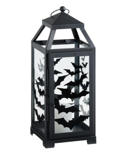 Large Black Metal Halloween Bat Lantern