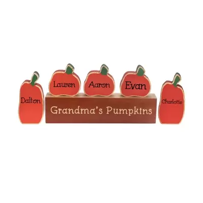 Personalized Fall Thanksgiving Pumpkin Family Block Set