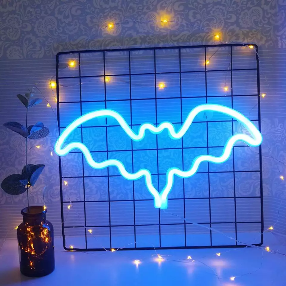 Decorative Bat LED Neon Sign Night Light Wall Decoration Light for Party