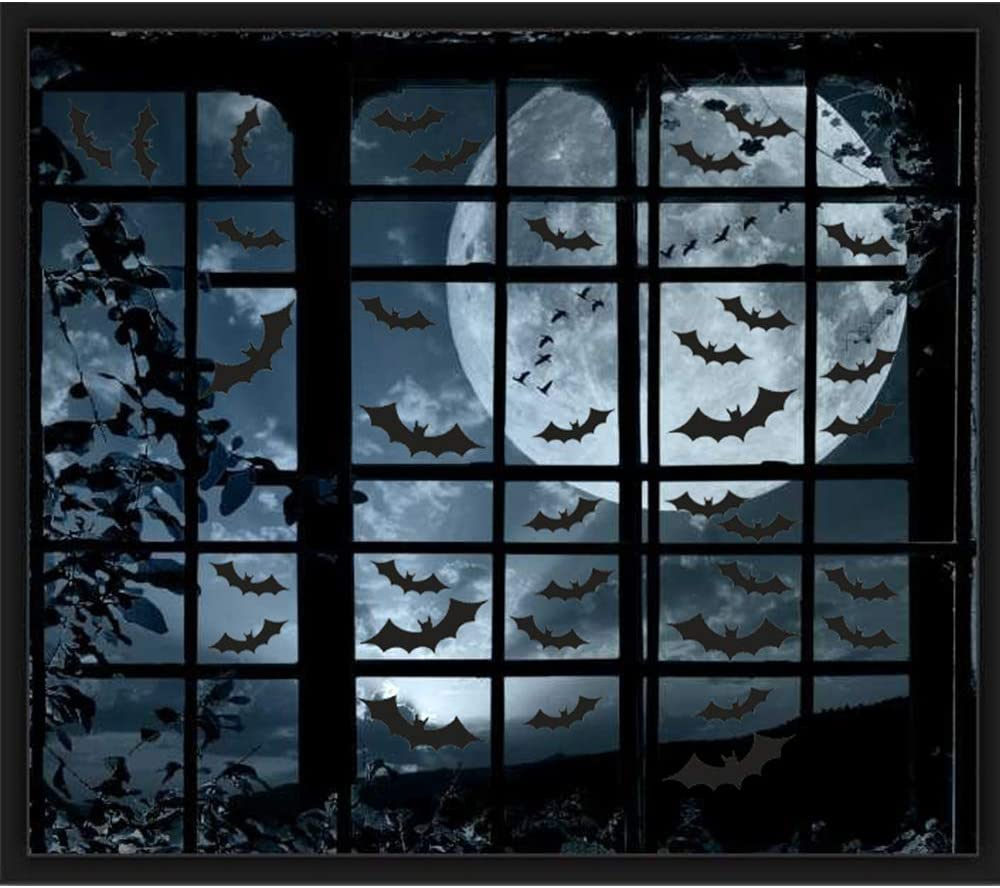 200PCS Halloween Window Clings Bat Decal Stickers - Halloween Party Decorations Supplies(10 Sheets)