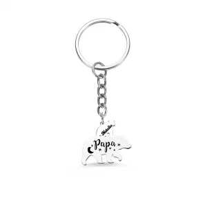 Personalized Papa Bear Keychain for Dad