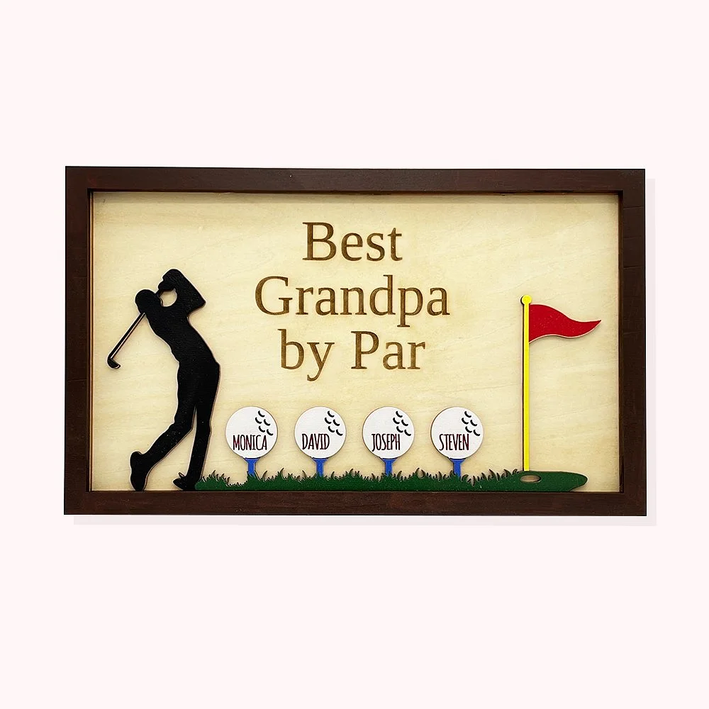 Pesonaized Golf Best Grandpa Dad by Par Name Wooden Sign Decoration