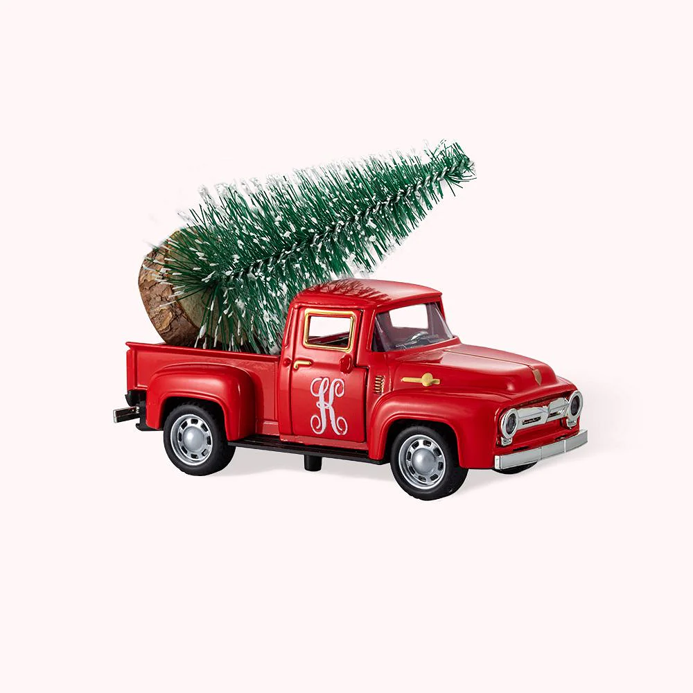 Personalized Vintage Pickup Truck with Christmas Tree Farmhouse Decor