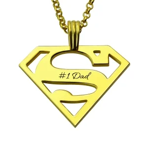 Personalized Unisex's Men Superman Logo Necklace In Gold