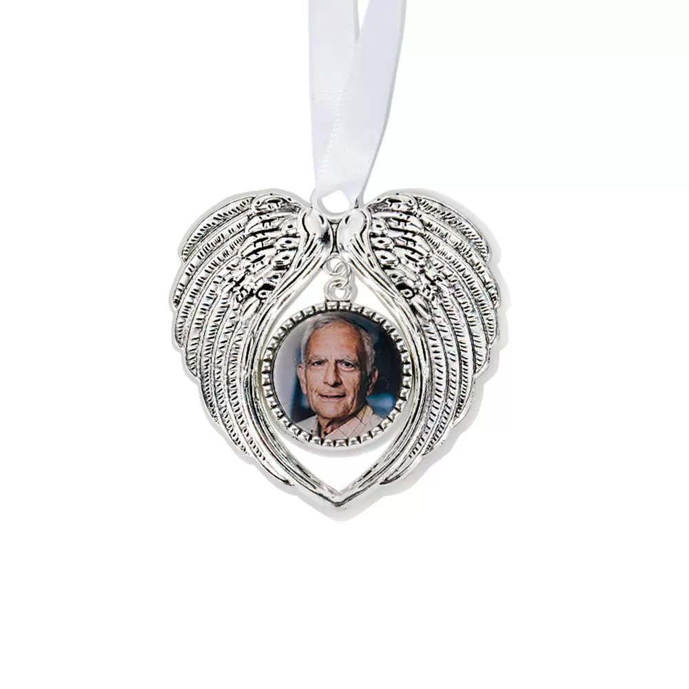 Personalized Angel Wings Photo Memorial Pendant for Christmas