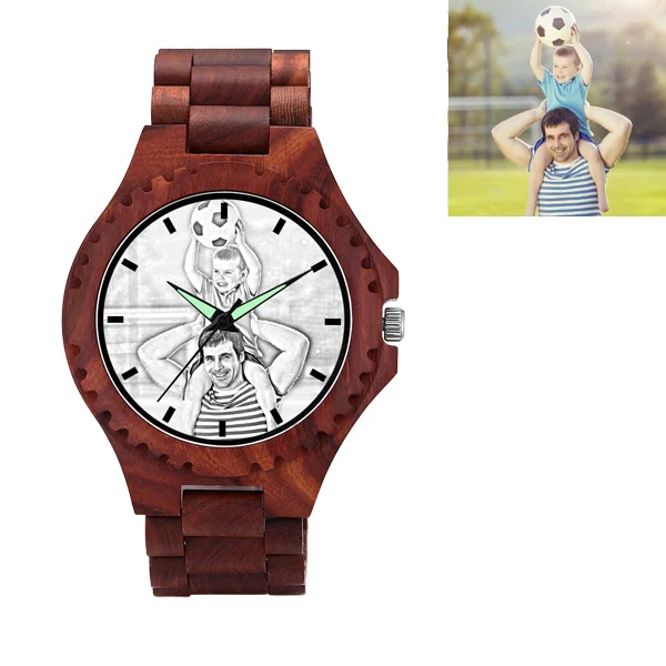 Personalized Photo Print Wooden Watch For Him