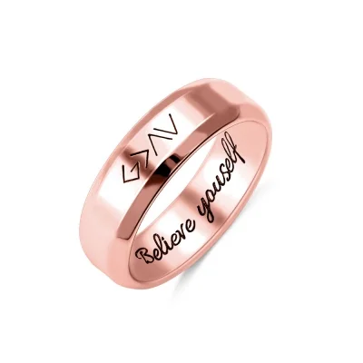 Engraved "God is greater than the highs and lows" Ring in Rose Gold
