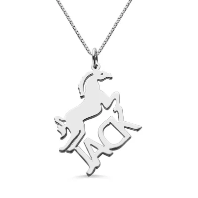 Customized Horse Pendant Necklace with Name for Childrens