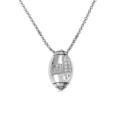 Engraved Football Necklace in Silver