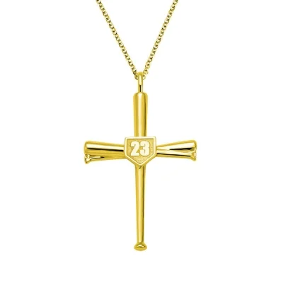 Engraved Single Double Side Baseball Cross Necklace