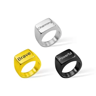 Men's Engraved Ring Stainless Steel Promise Rings