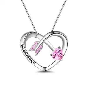 Personalized Love Arrow Birthstone Heart Necklace Sterling Silver
