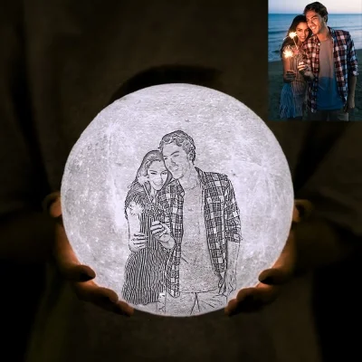 Customized Photo 3D Printing Moon Lamp Flashlight with Remote Touch Control