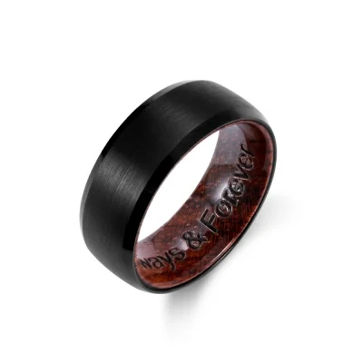 Engraved Black Ironwood Ring for Men