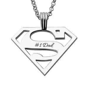 Personalized Gift for Men: Superman Necklace Sterling Silver