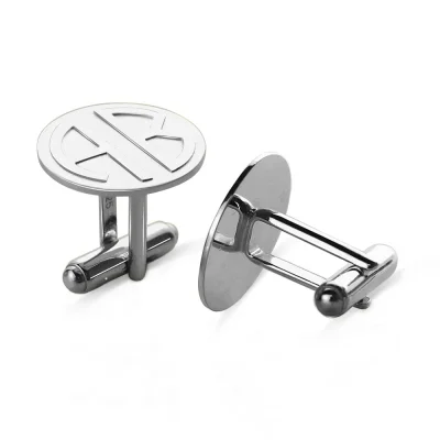 Cufflinks for Men: Disc Block Monogrammed Sterling Silver