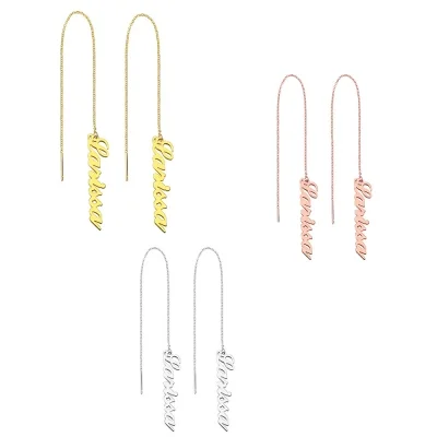 Personalized Vertical Name Drop Earrings