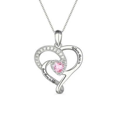 Personalized Dual Heart Necklace with Birthstone