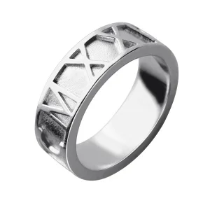 Personalized Roman Numerals Band Ring in Sterling Silver