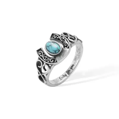 Custom Horse Shoes Turquoise Ring