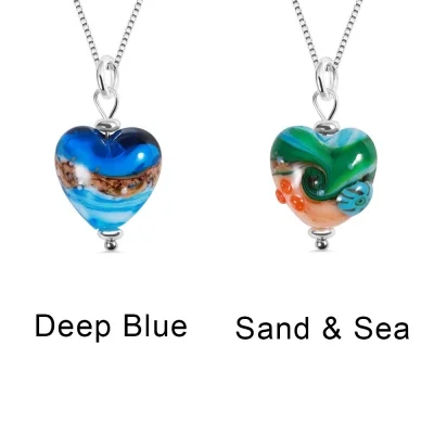 Personalized Sand & Sea Heart Pendant Necklace