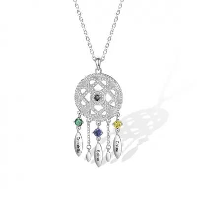 Personalized Dream Catcher Necklace with Birthstone
