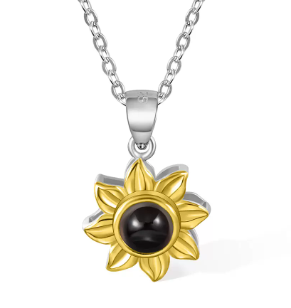 Custom Photo Sunflower Projection Necklace