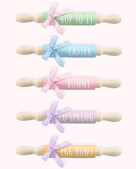 Custom Rae Dunn Inspired Easter Mini Rolling Pins Easter Decorations Tiered Tray Decor 2 for Sale