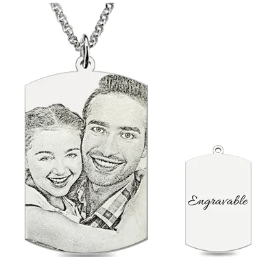 Custom Dog Tag Engraved Father & Daughter Photo Necklace