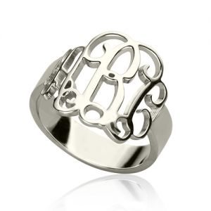 Personalized Sterling Silver Monogram Ring Hand-drawn Font-Sterling Silver 925-1.2cm(0.47